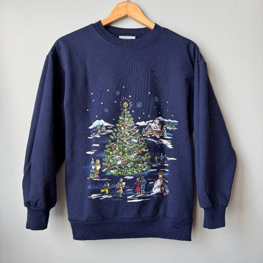 Cute Ugly Xmas Sweater Vintage Basic Editions - Picture 3 of 13
